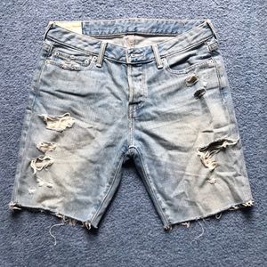 Abercrombie and Fitch Ripped Blue Jean shorts!🔥🔥